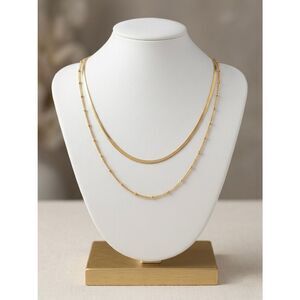 Elegant Layered Necklace Set | Sleek Herringbone & Delicate Satellite Chain New